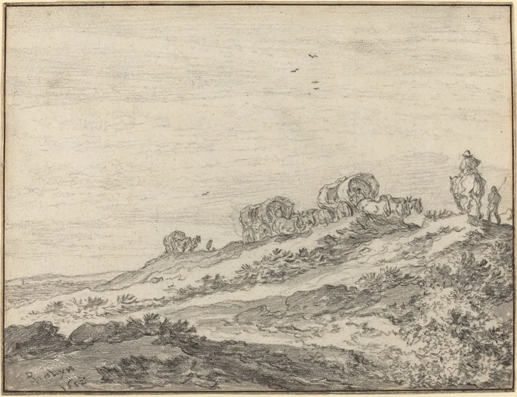 Travellers Along The Crest Of A Hill