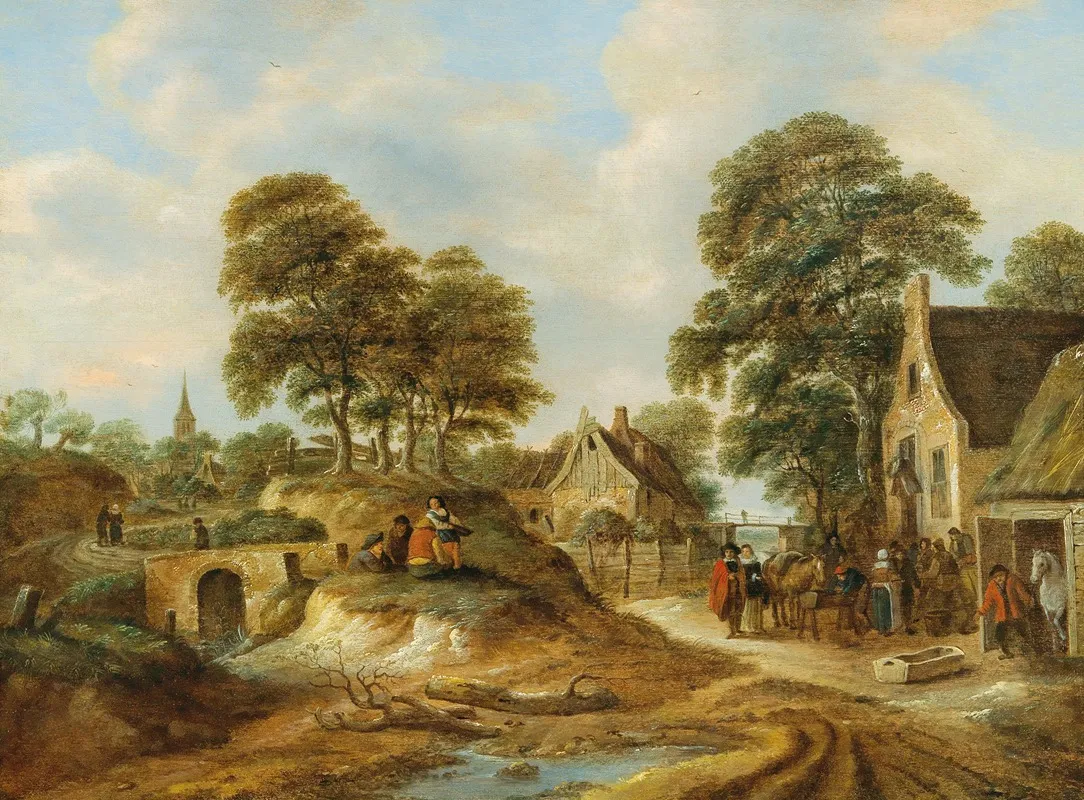 Travellers And Peasants In Front Of An Inn