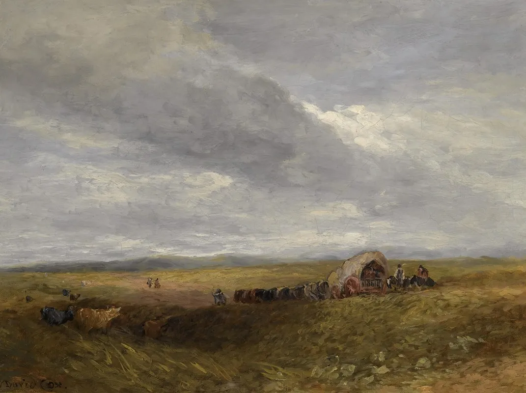 Travellers In A Landscape Wall Art by David Cox - High-Resolution Digital Print