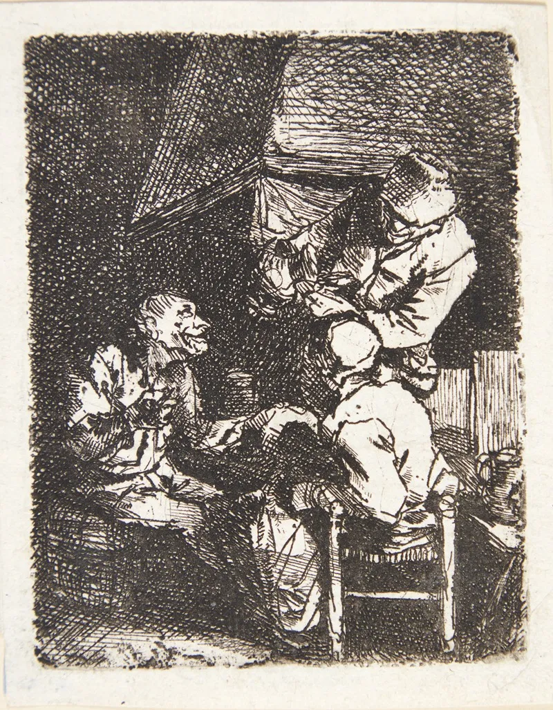 Tre Figurer Ved Et Ildsted Wall Art by Cornelis Pietersz. Bega - High-Resolution Digital Print