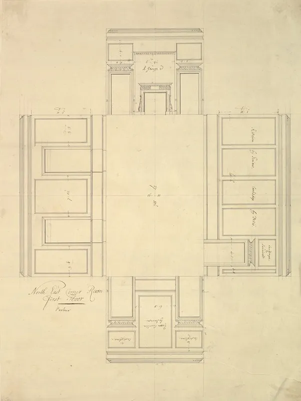 Treasury House 10 Downing Street London Plan Of The First Floor Parlor Northeast Corner Room