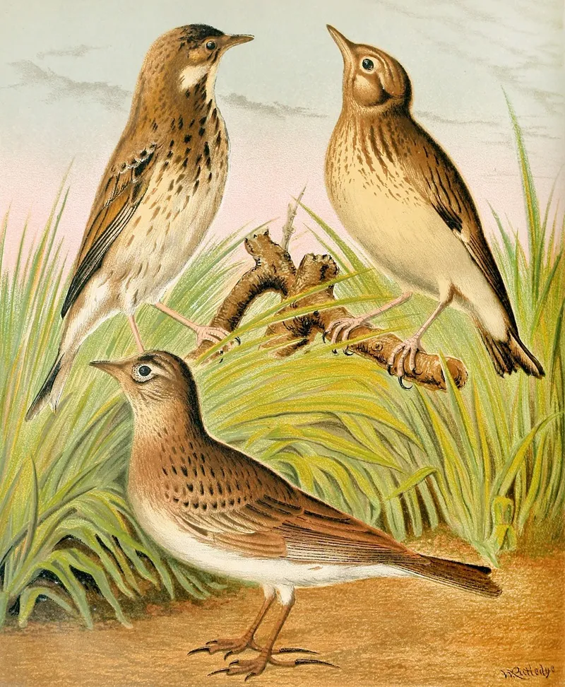 Tree Pipitskylark Woodlark Wall Art by W. A . Blakston - High-Resolution Digital Print