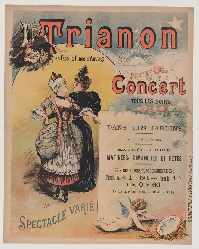 Trianon Concert Tous Les Soirs Spectacle Varie Wall Art by Henri Boulanger Gray - High-Resolution Digital Print