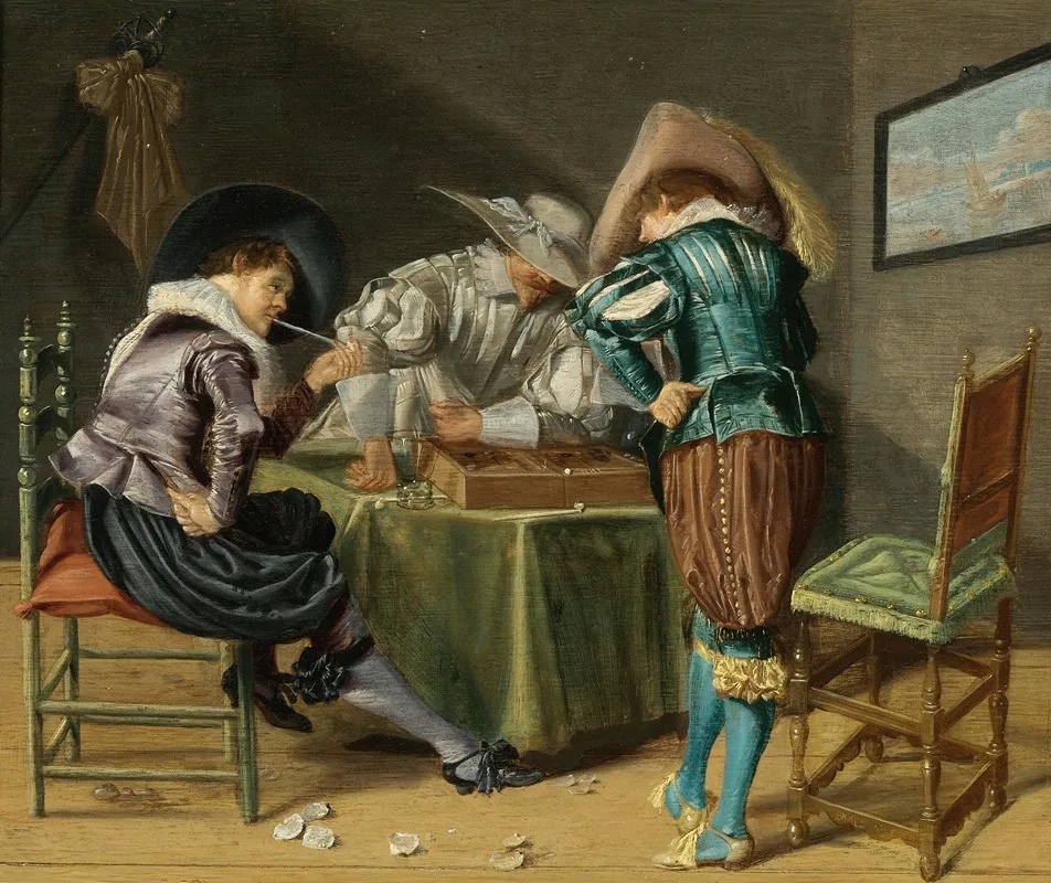 Tric Trac Players In An Interior Wall Art by Dirck Hals - High-Resolution Digital Print