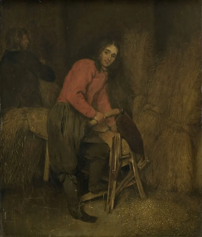 Trimming Bales Of Hay Wall Art by Caspar Netscher - High-Resolution Digital Print