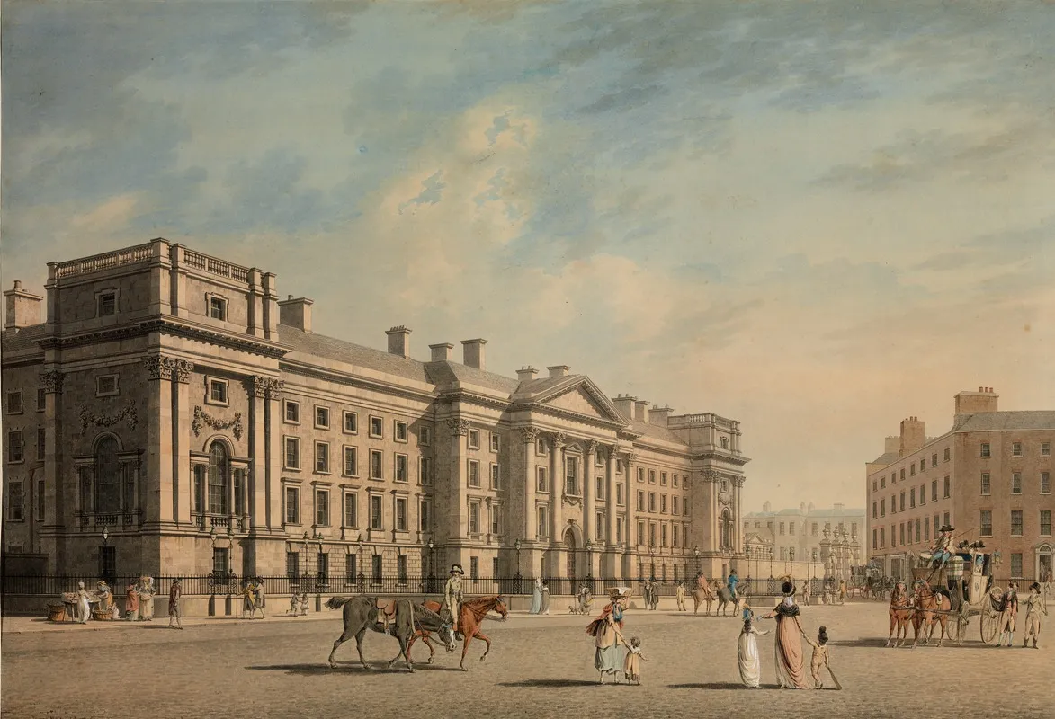 Trinity College College Green Dublin Wall Art by James Malton - High-Resolution Digital Print