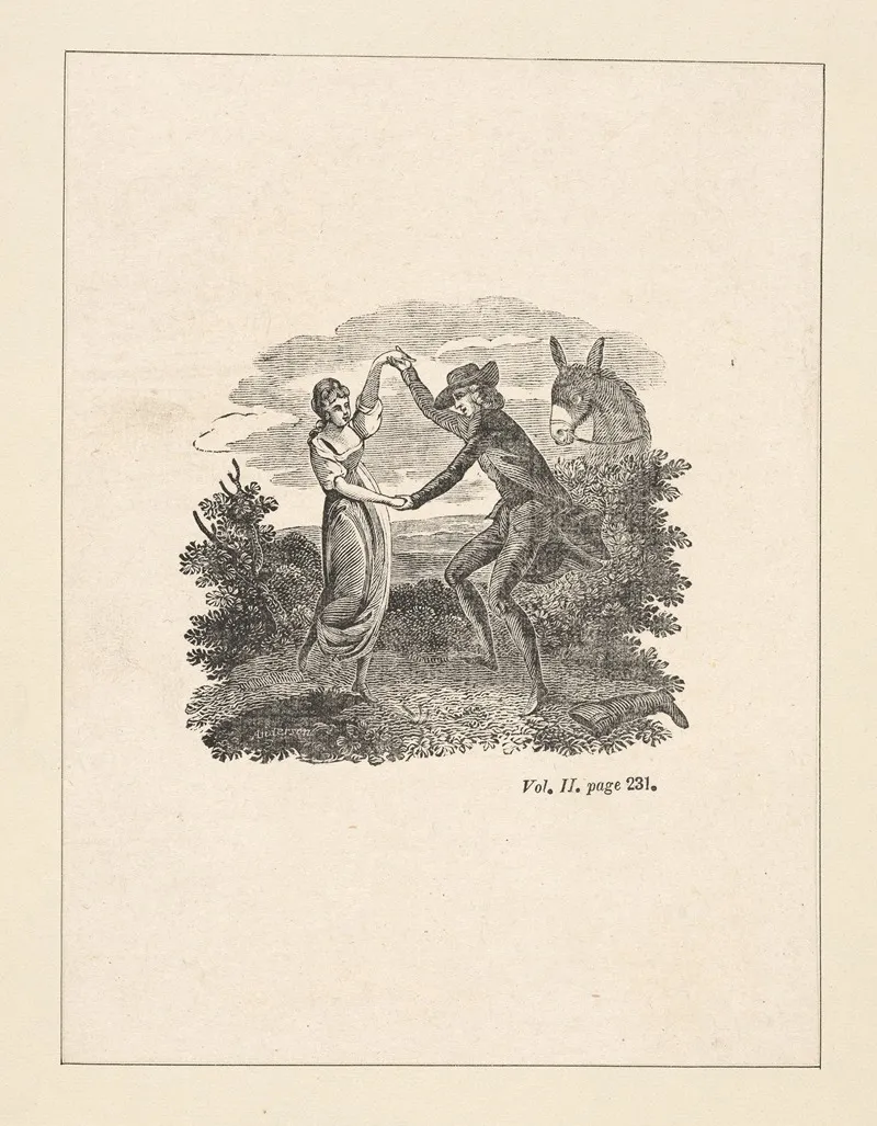 Tristam Shandy Couple Dancing Near Donkey