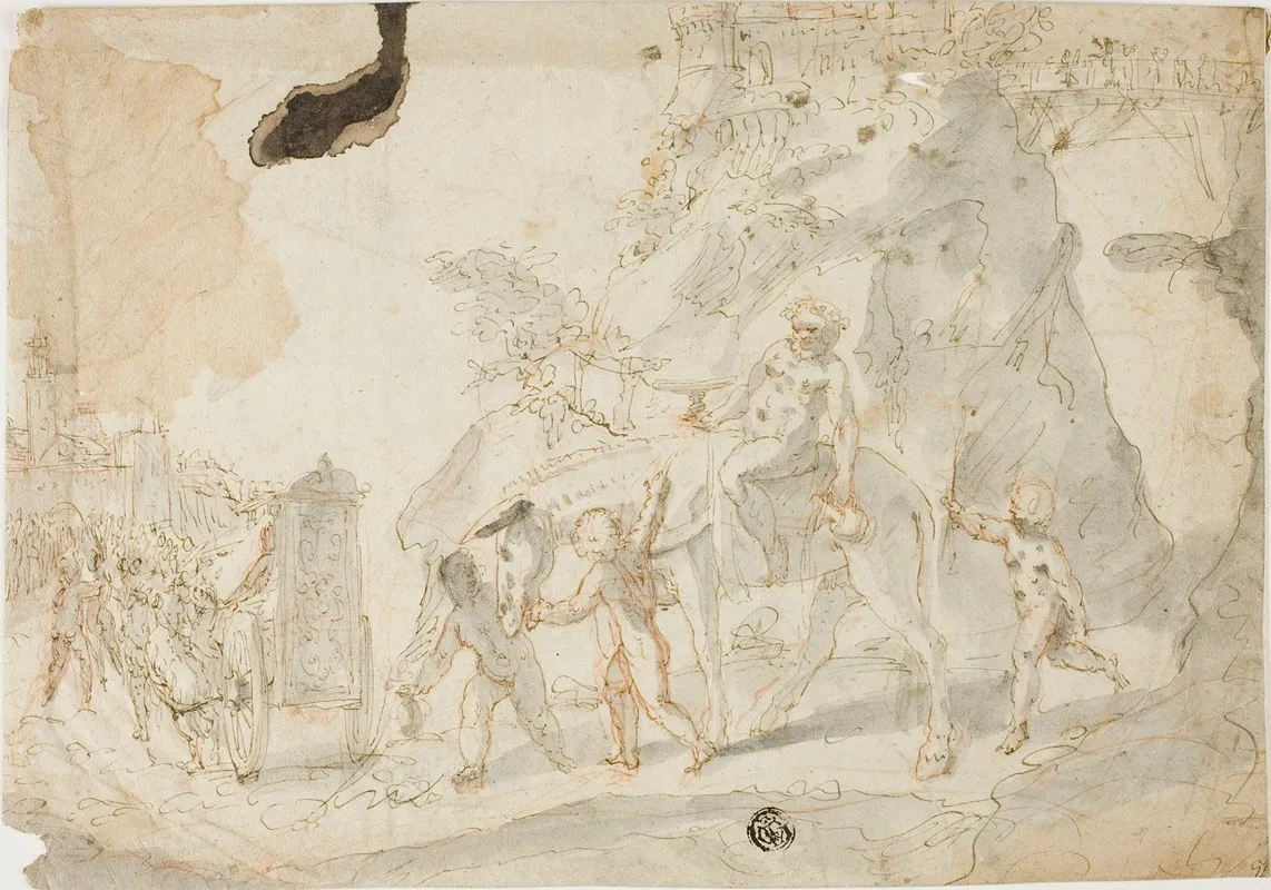 Triumph Of Bacchus With Drunken Silenus On Donkey Wall Art by Cesare Pollini - High-Resolution Digital Print