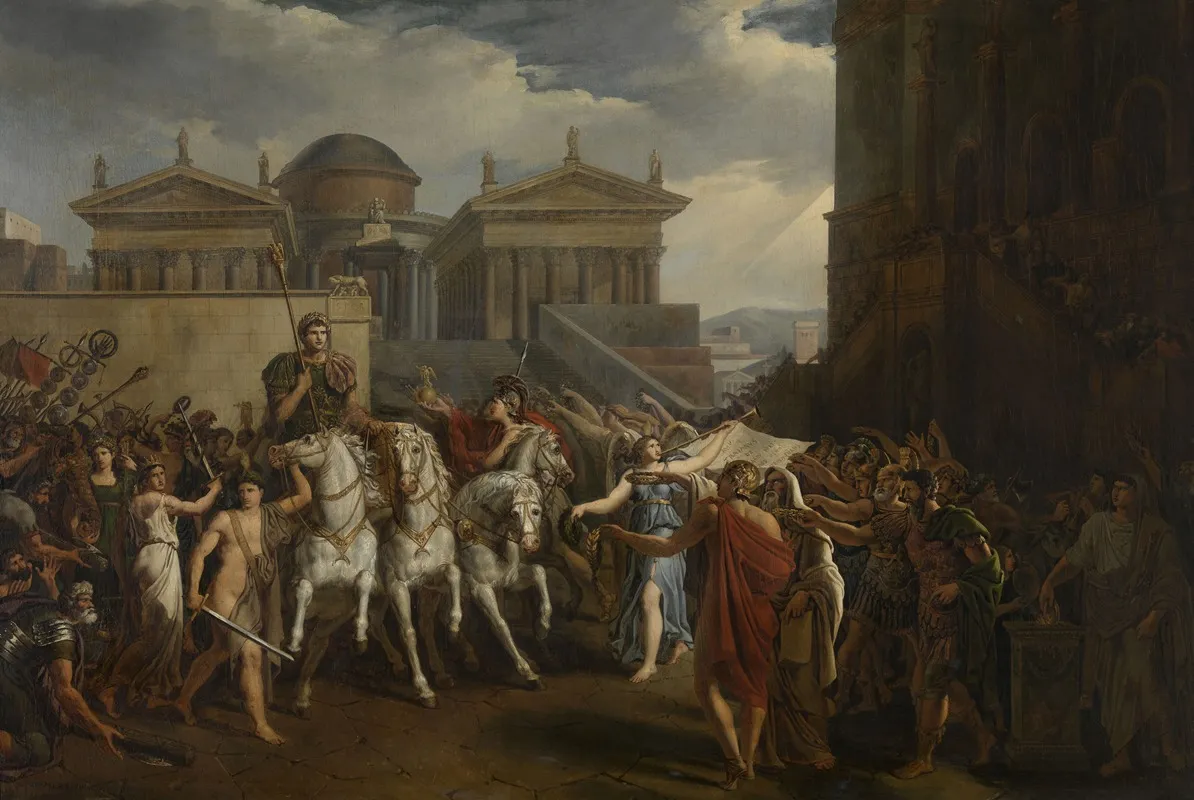 Triumphal Procession Of Emperor Trajan Wall Art by Joseph Denis Odevaere - High-Resolution Digital Print