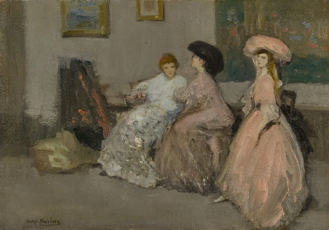 Trois Elegantes Dans Latelier De Lartiste Wall Art by Alfredo Ramos Martínez - High-Resolution Digital Print