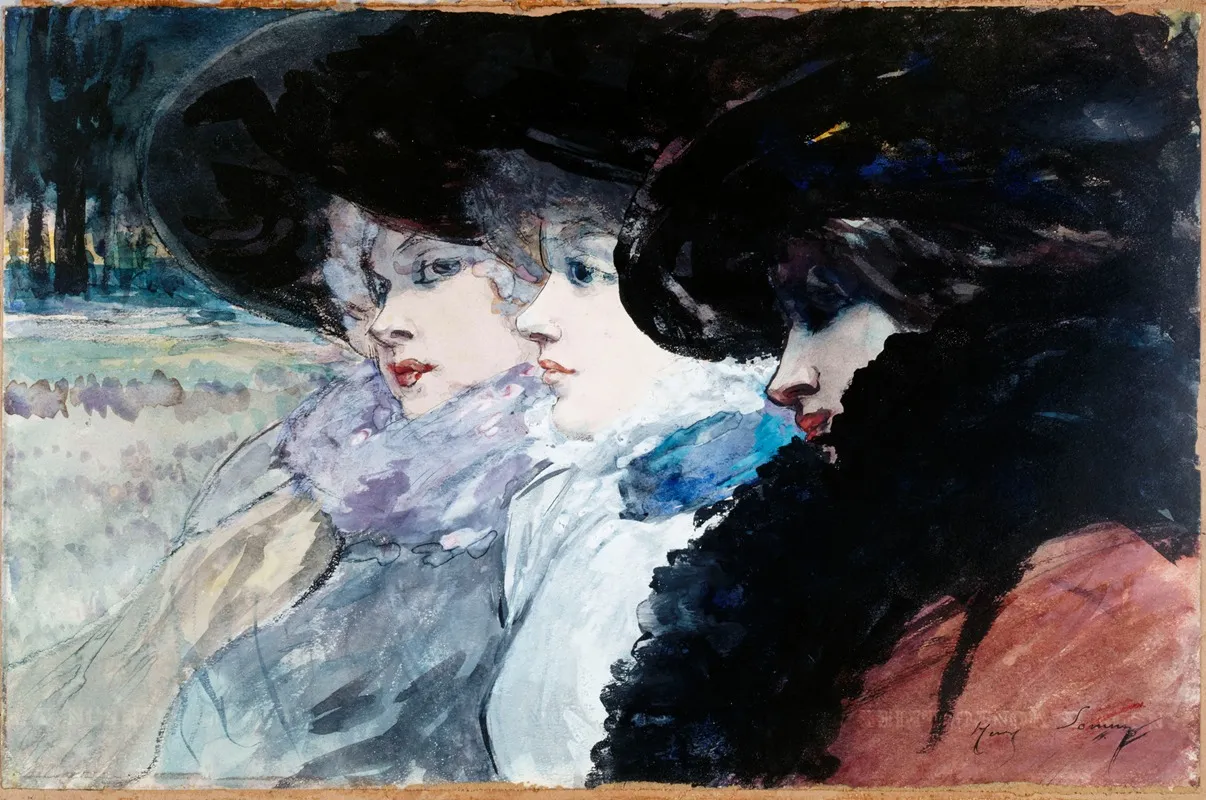 Trois Femmes De Profil Wall Art by Henri Somm - High-Resolution Digital Print