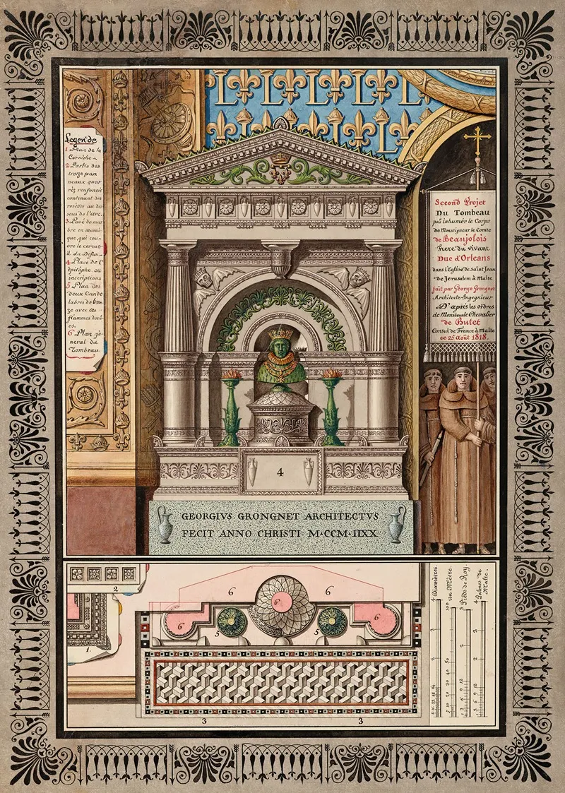 Trois Projets Pour Le Tombeau De Louis Charles Dorleans Wall Art by George Grongnet De Vassé - High-Resolution Digital Print