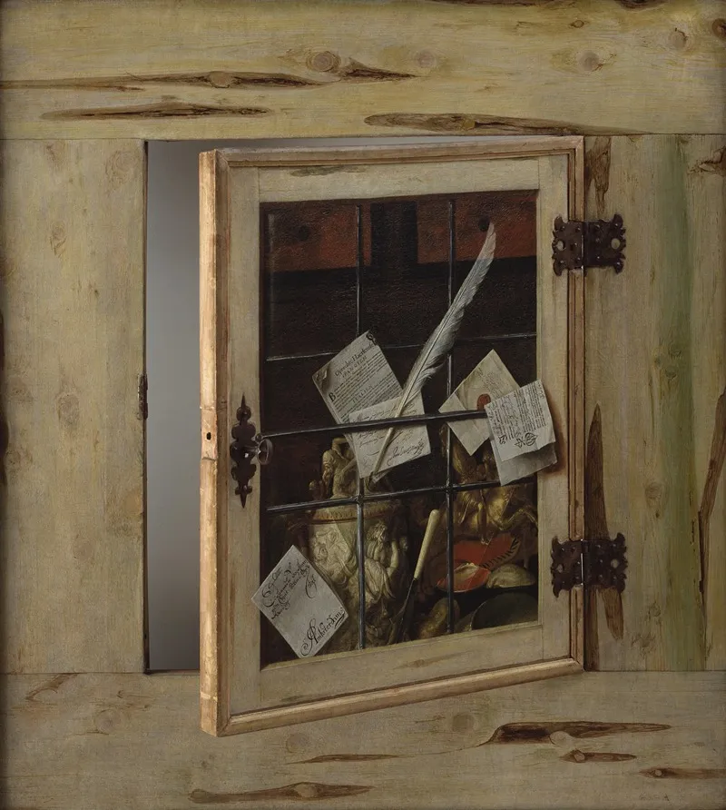 Trompe Loeil A Cabinet Of Curiosities With An Ivory Tankard Wall Art by Cornelius Norbertus Gijsbrechts - High-Resolution Digital Print
