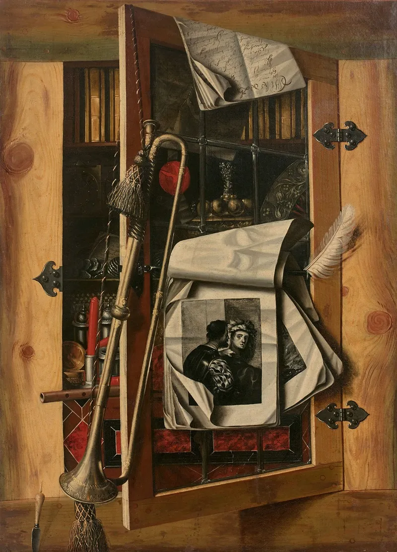 Trompe Loeil Aux Instruments De Musique Et A La Gravure Du Bravo De Titien Wall Art by Franciscus Gysbrecht - High-Resolution Digital Print