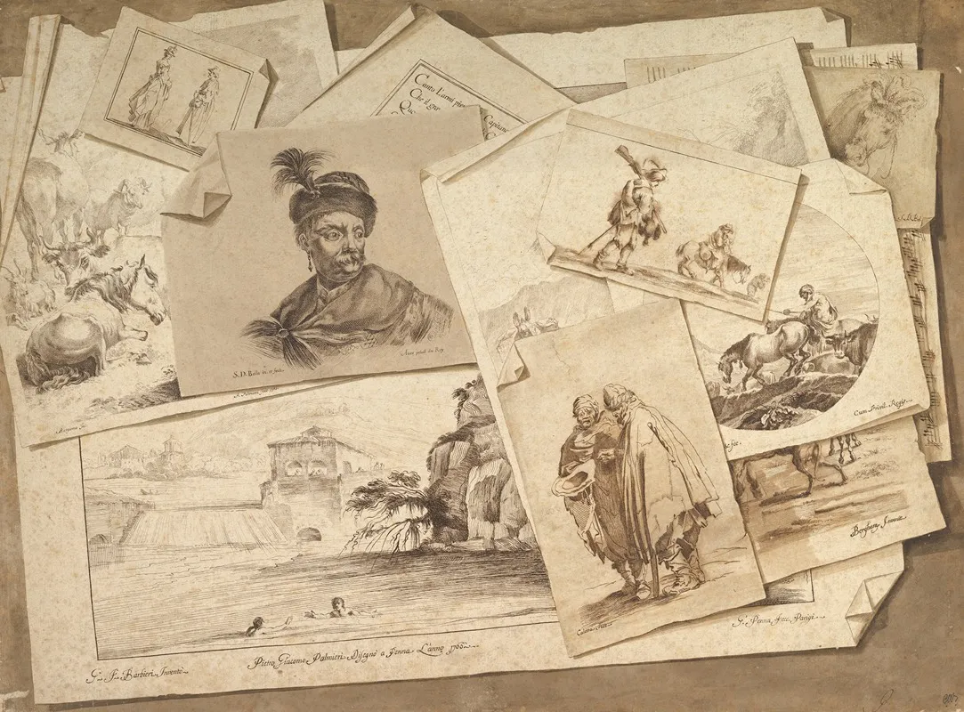 Trompe Loeil Exercise Prints On A Table Top 2 by Pietro Jacopo Palmieri - High-Resolution Digital Print