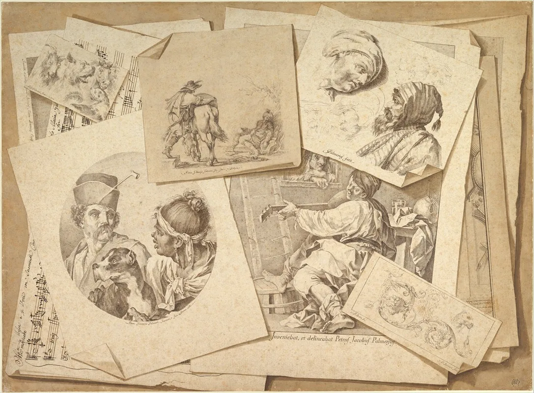 Trompe Loeil Exercise Prints On A Table Top by Pietro Jacopo Palmieri - High-Resolution Digital Print