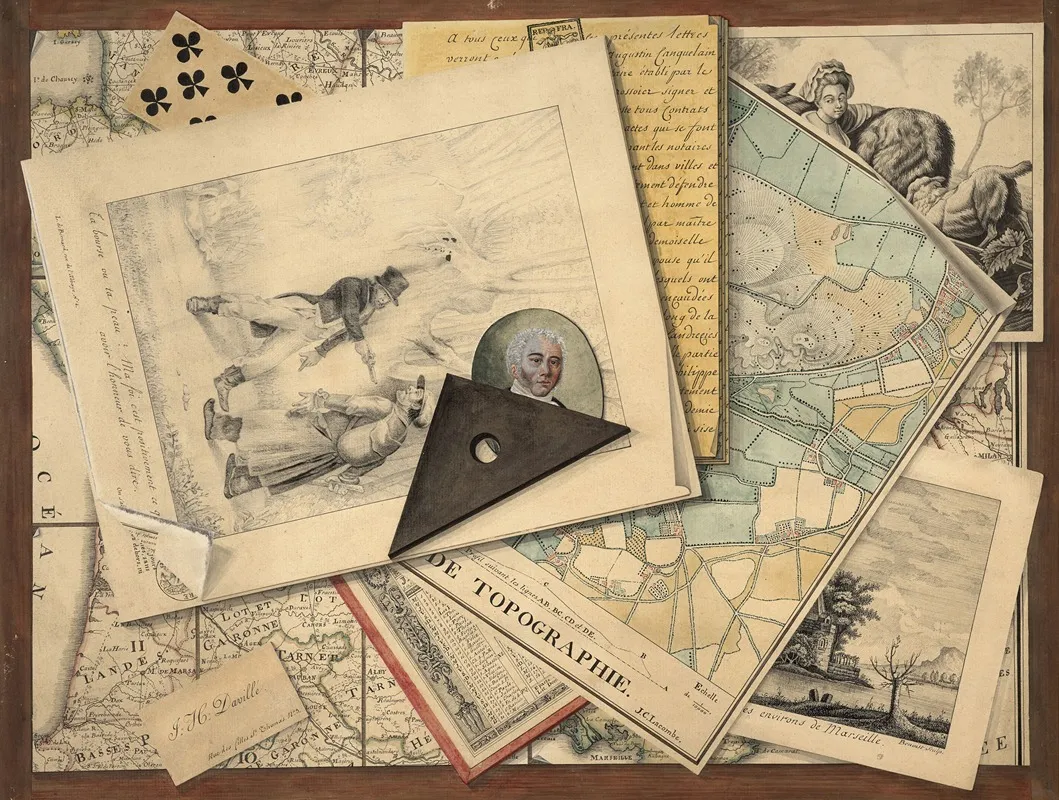Trompe Loeil Of A Set Square Etchings And Maps