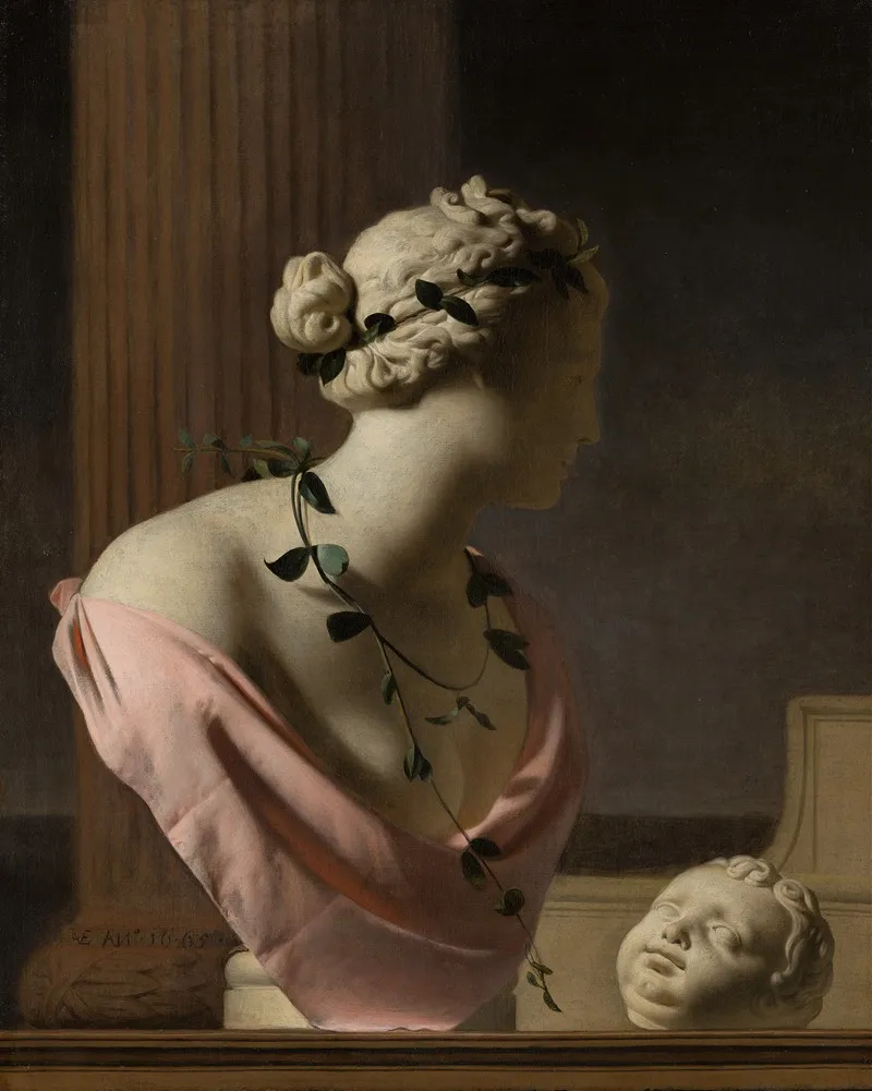 Trompe Loeil With A Bust Of Venus Wall Art by Caesar Van Everdingen - High-Resolution Digital Print