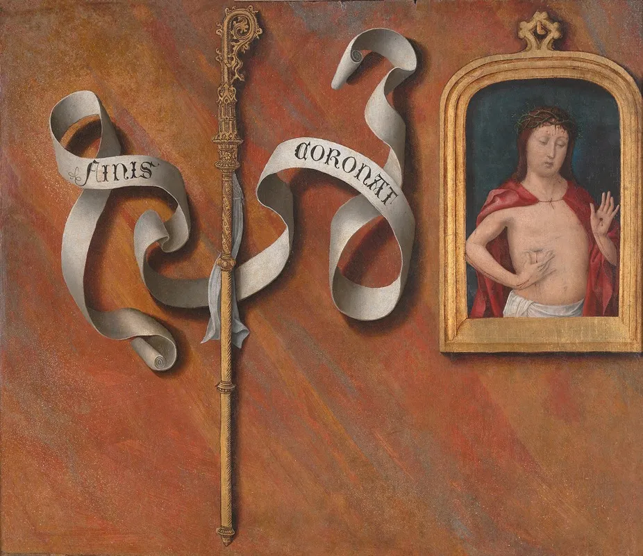 Trompe Loeil With Painting Of The Man Of Sorrows Wall Art by Bernard van Orley - High-Resolution Digital Print