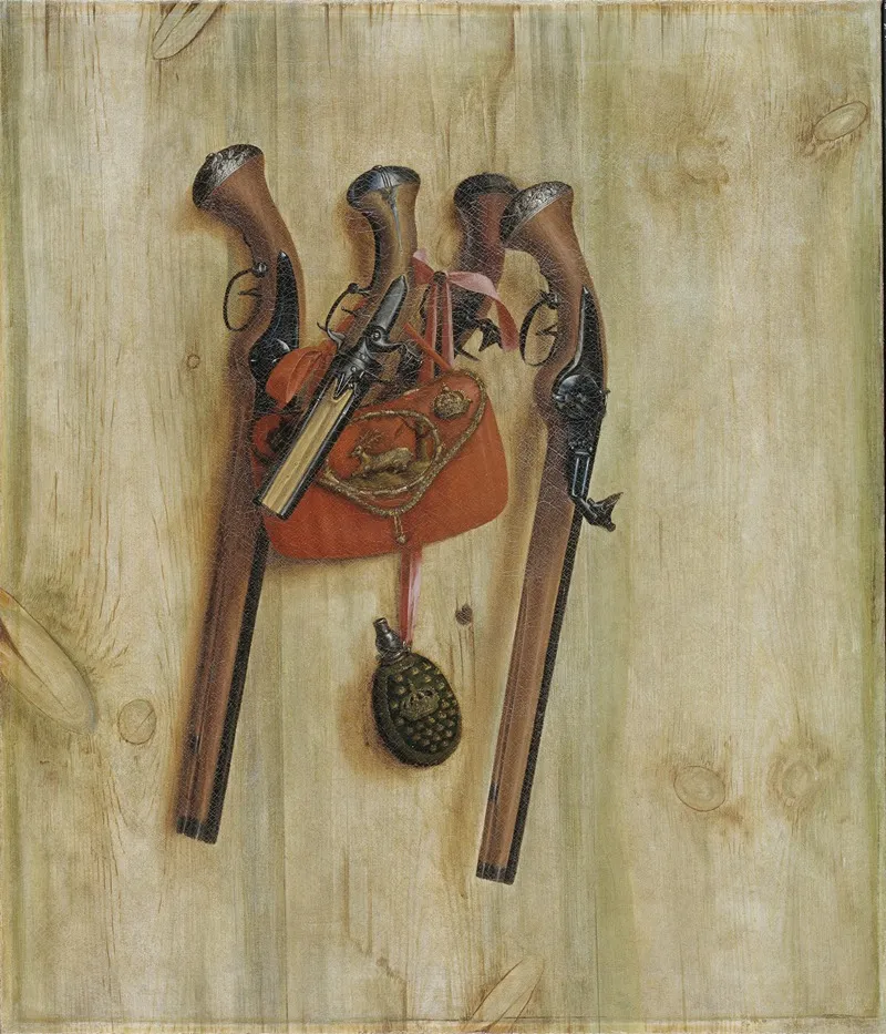Trompe Loeil With Pistols Wall Art by Cornelius Norbertus Gijsbrechts - High-Resolution Digital Print