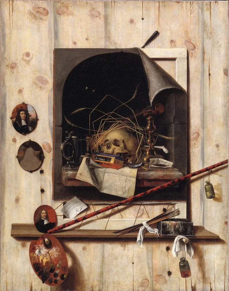 Trompe Loeil With Studio Wall And Vanitas Still Life Wall Art by Cornelius Norbertus Gijsbrechts - High-Resolution Digital Print