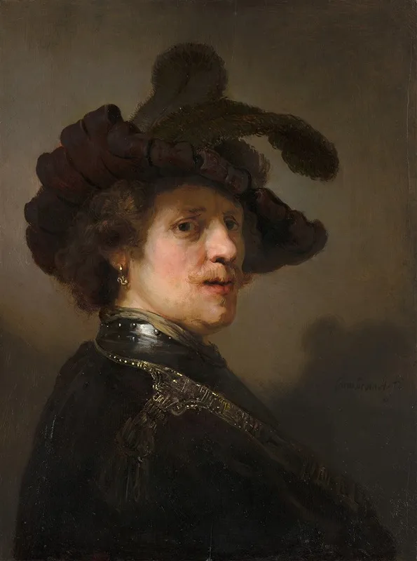 Tronie Of A Man With A Feathered Beret Wall Art by Rembrandt van Rijn - High-Resolution Digital Print