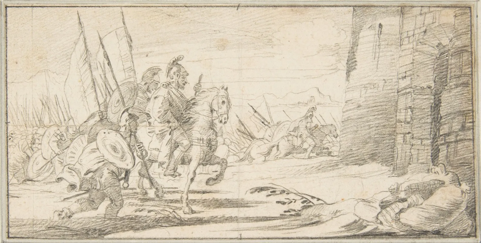 Troops Advancing Toward A City Gate Wall Art by Giovanni Battista Tiepolo - High-Resolution Digital Print