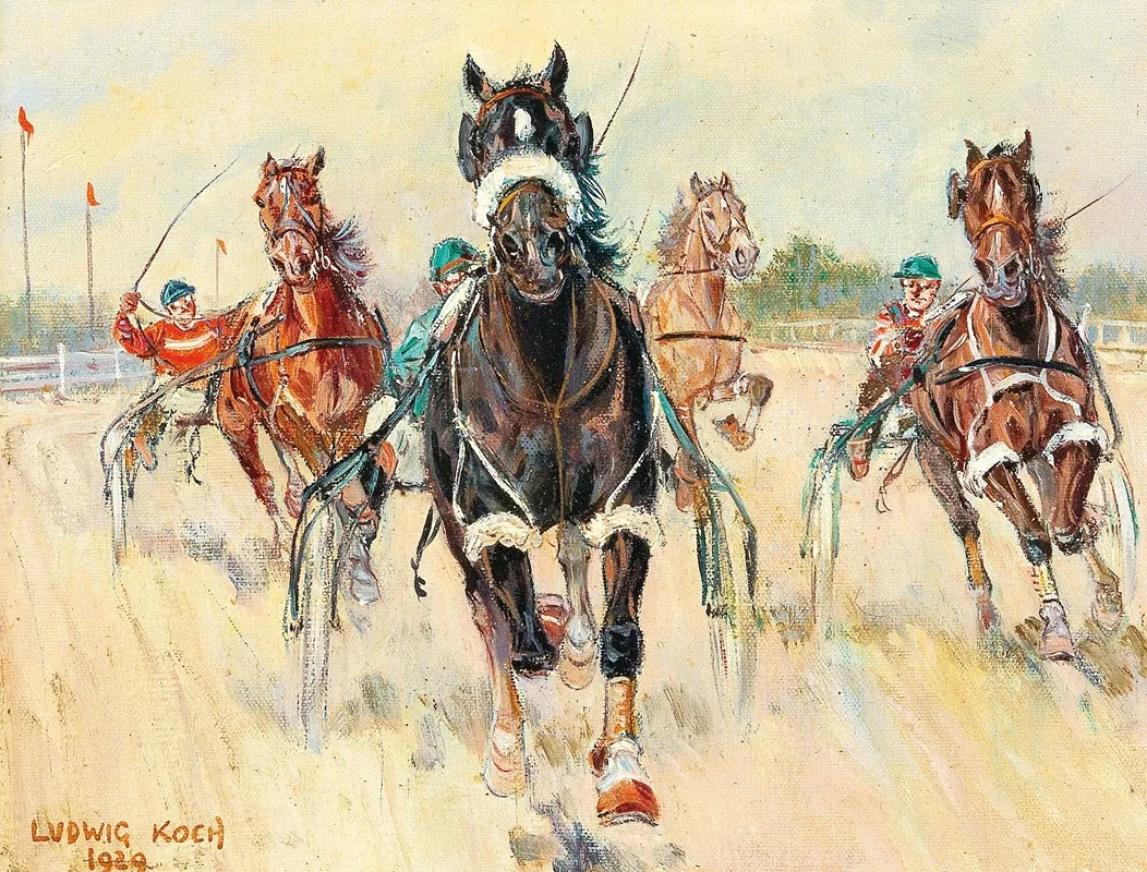 Trotting Races In The Krieau Wall Art by Ludwig Koch - High-Resolution Digital Print