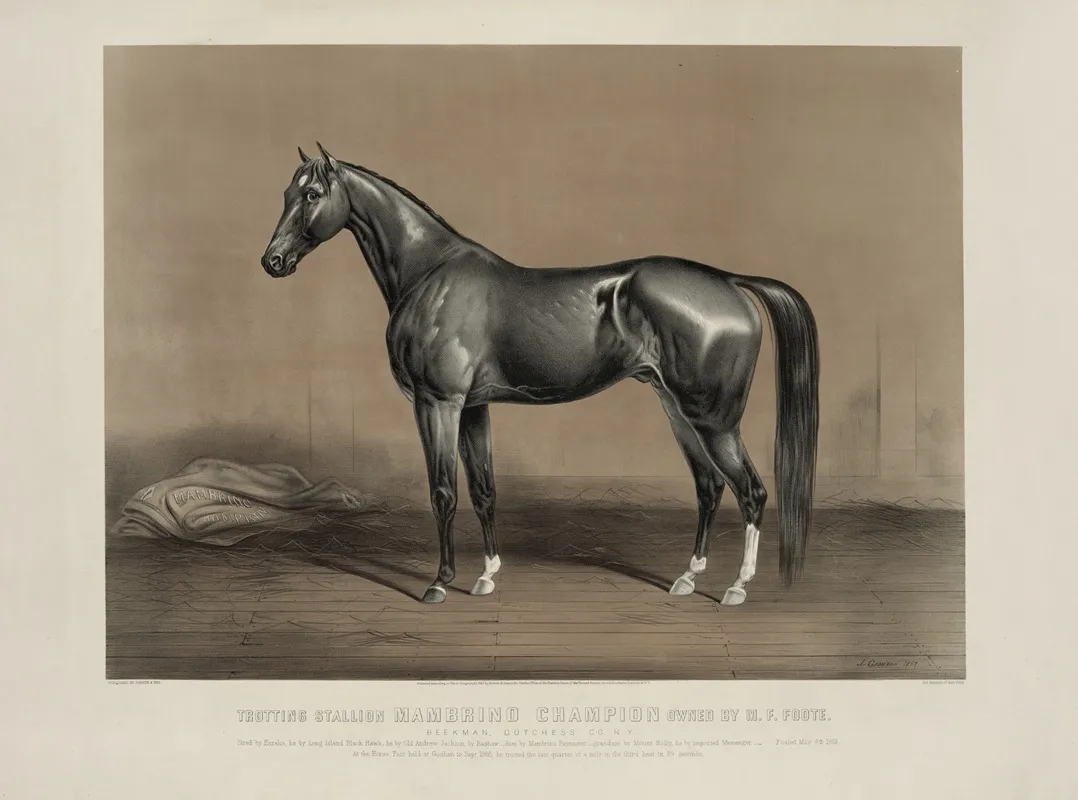 Trotting Stallion Mambrino Champion Owned By M F Foote Wall Art by John Cameron - High-Resolution Digital Print