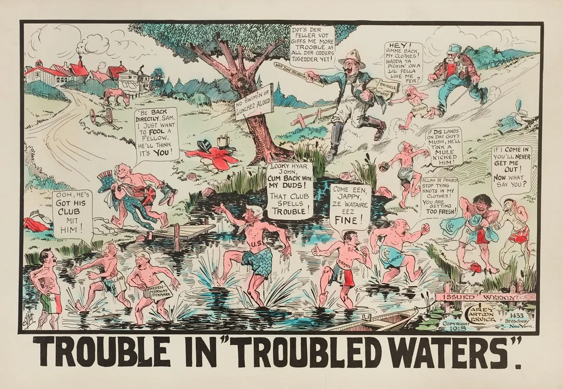 Trouble In Troubled Waters Wall Art by Carey Cartoon Service - High-Resolution Digital Print