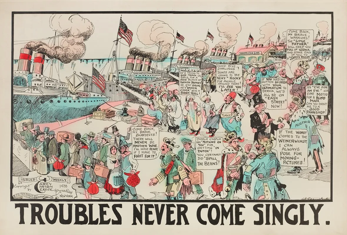 Troubles Never Come Singly Wall Art by Carey Cartoon Service - High-Resolution Digital Print