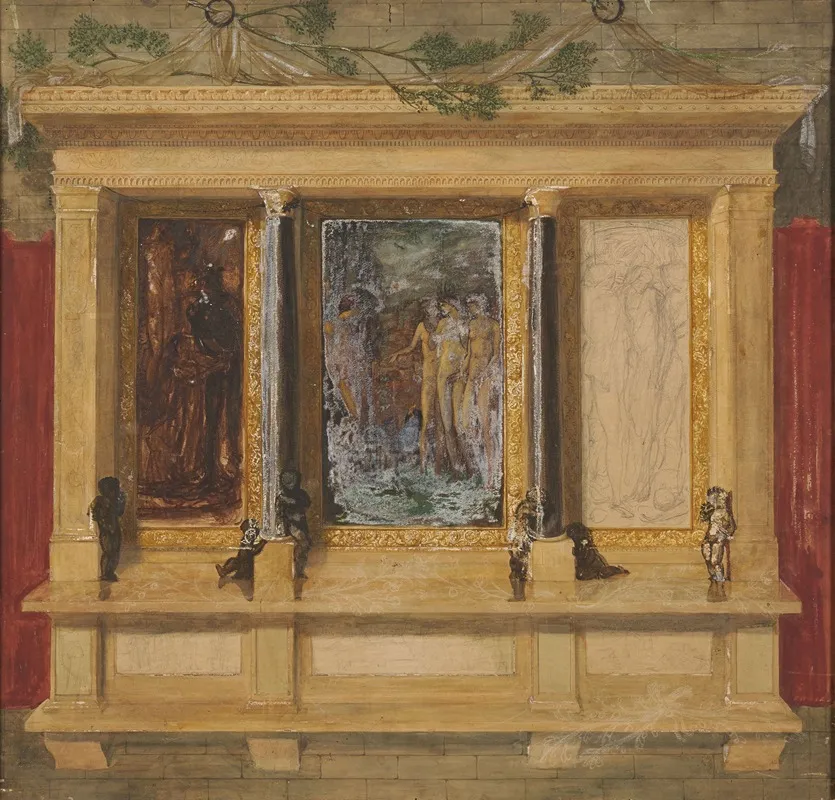 Troy Triptych Compositional Study Wall Art by Sir Edward Coley Burne-Jones - High-Resolution Digital Print