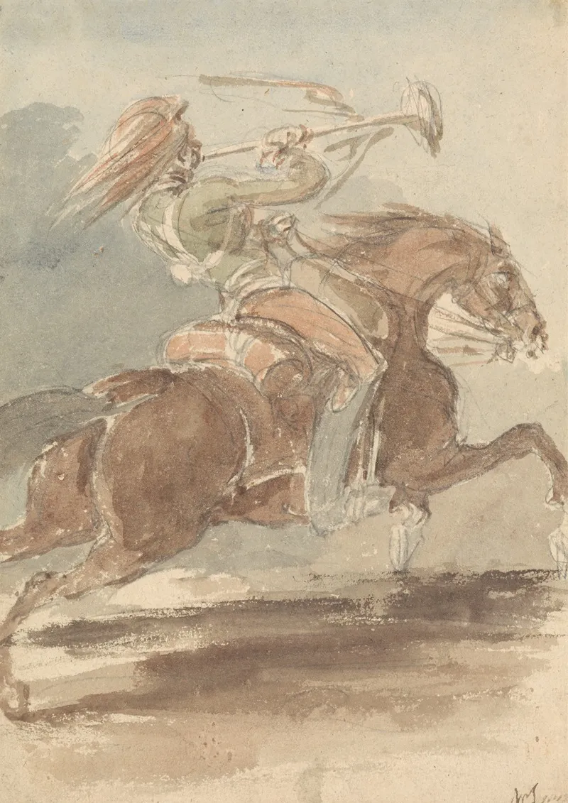 Trumpeter On Galloping Horse Wall Art by James Stuart - High-Resolution Digital Print