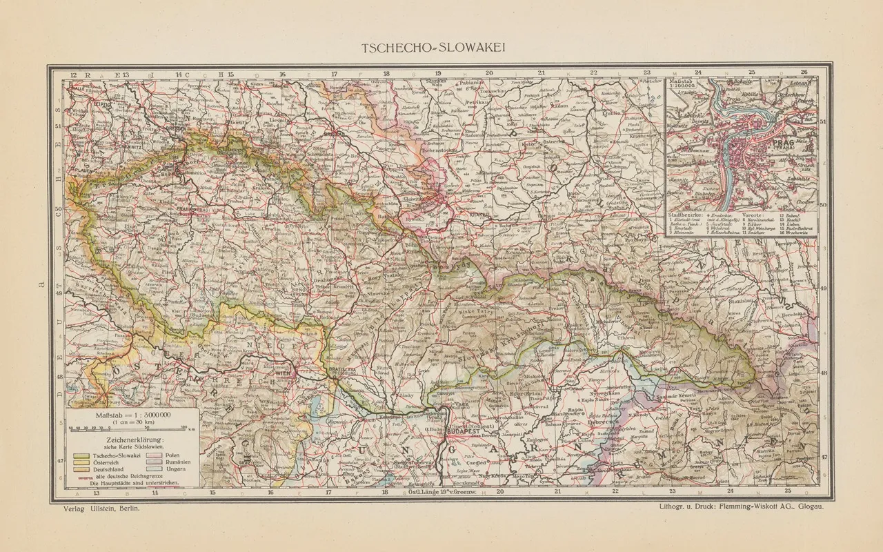 Tschecho Slowakei Wall Art by Geographisches Institut der Flemming-Wiskott - High-Resolution Digital Print