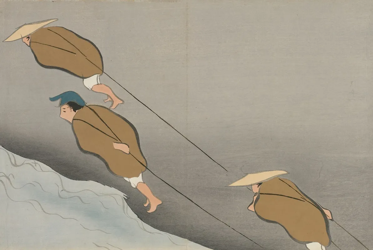 Tugging Boats Hikibune Wall Art by Kamisaka Sekka - High-Resolution Digital Print