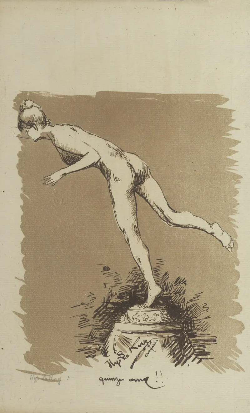 Tuimelende Vrouw Op Een Sokkel Wall Art by Hippolyte Le Roy - High-Resolution Digital Print