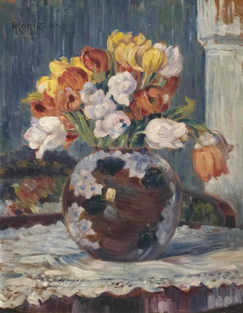Tulpen In Kugelvase Wall Art by Albert König - High-Resolution Digital Print
