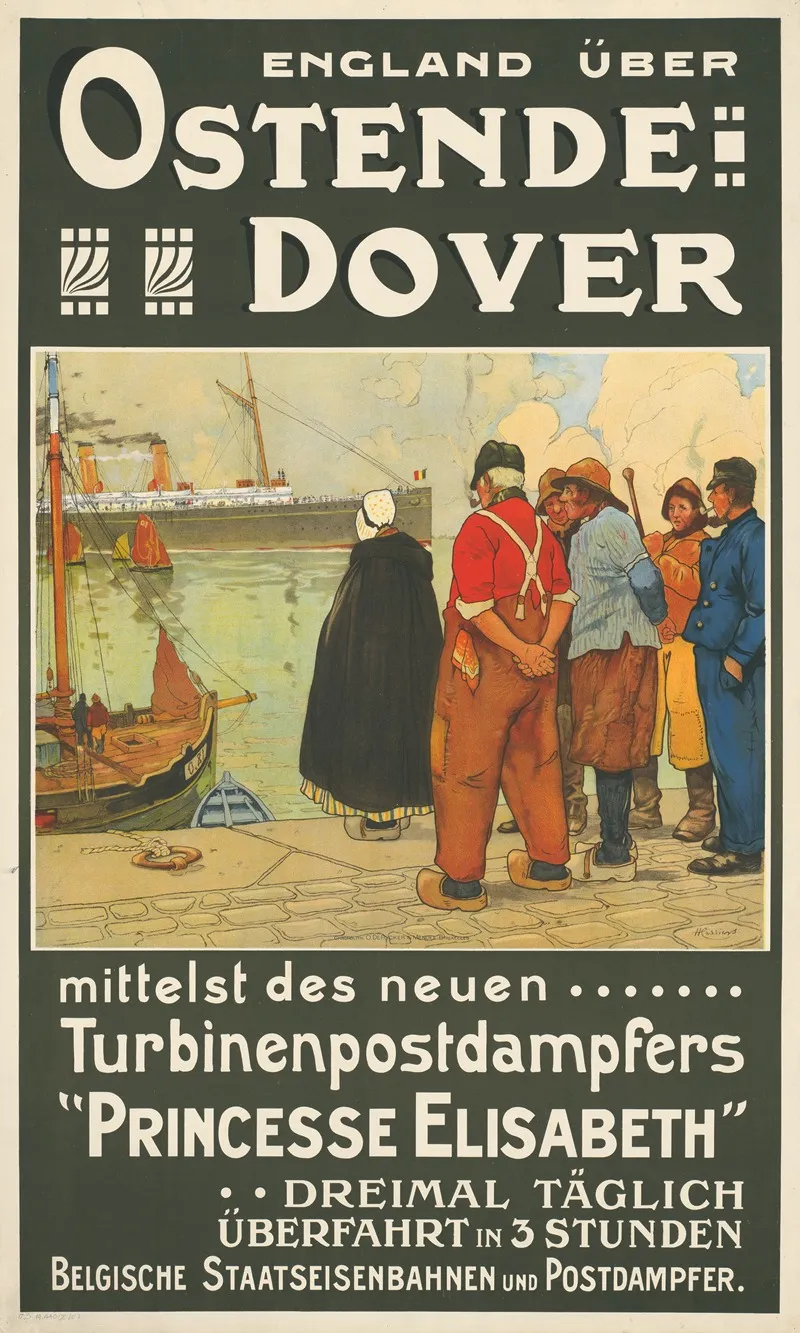 Turbinen Postdampfer Nach England Uber Ostende Dover Wall Art by Henri Cassiers - High-Resolution Digital Print