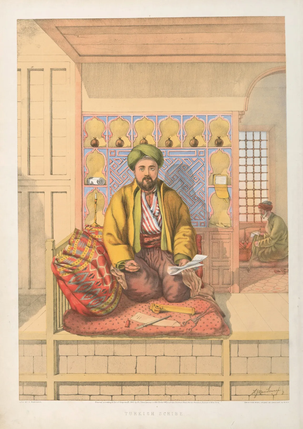 Turkish Scribe Wall Art by Henry John Van-Lennep - High-Resolution Digital Print