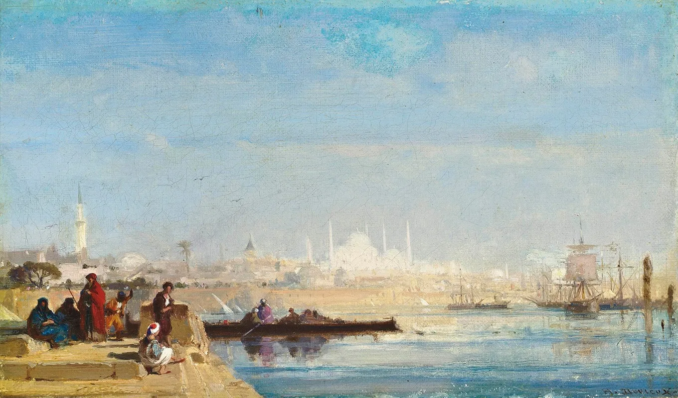 Turks Waiting At A Quay On The Bosphourus Istanbul Wall Art by Henri Duvieux - High-Resolution Digital Print