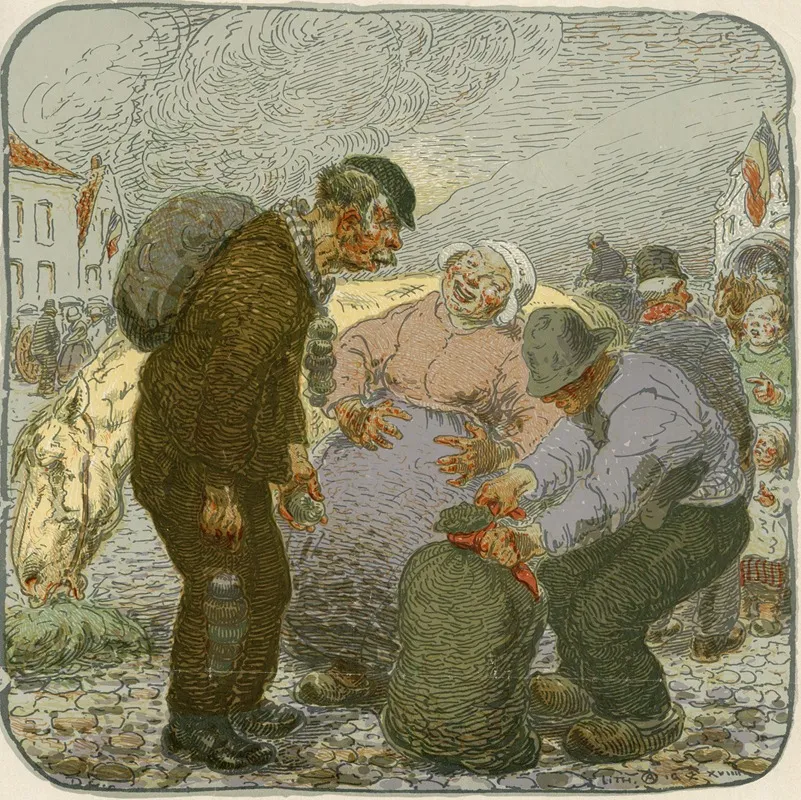 Twee Boeren En Boerin Met Jutten Zakken Wall Art by Alfred Ost - High-Resolution Digital Print