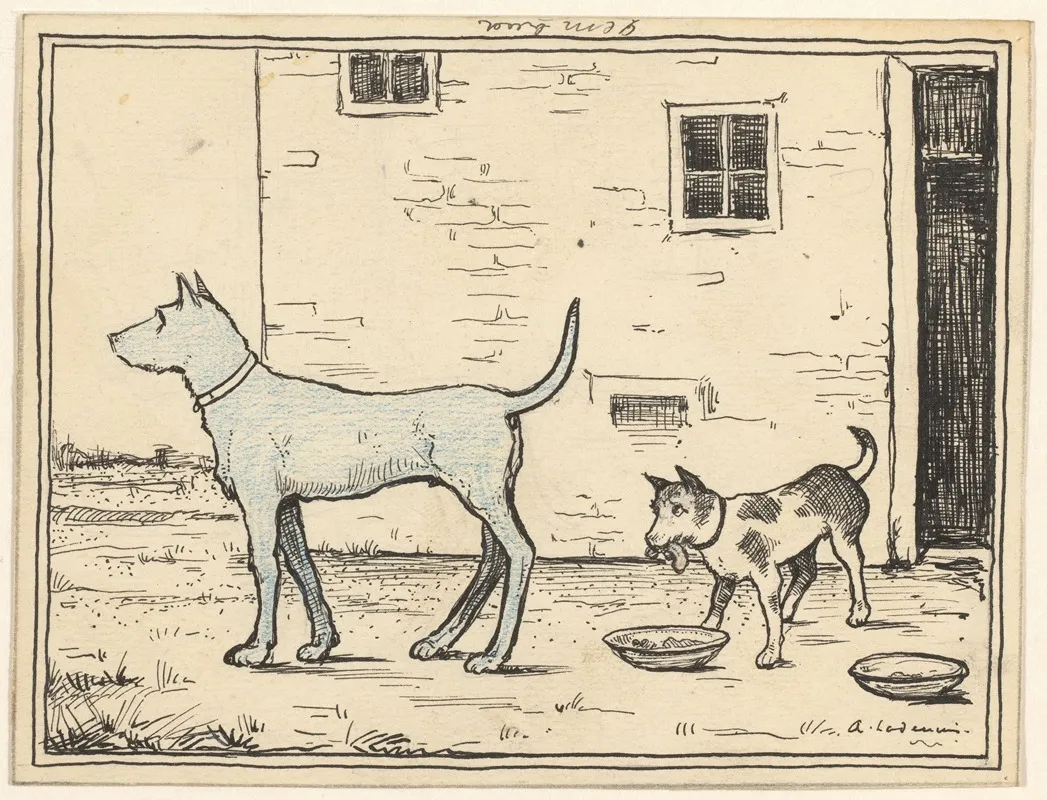 Twee Honden Bij Twee Schotels Met Eten