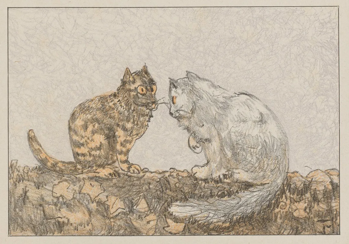 Twee Katten Op Een Muur