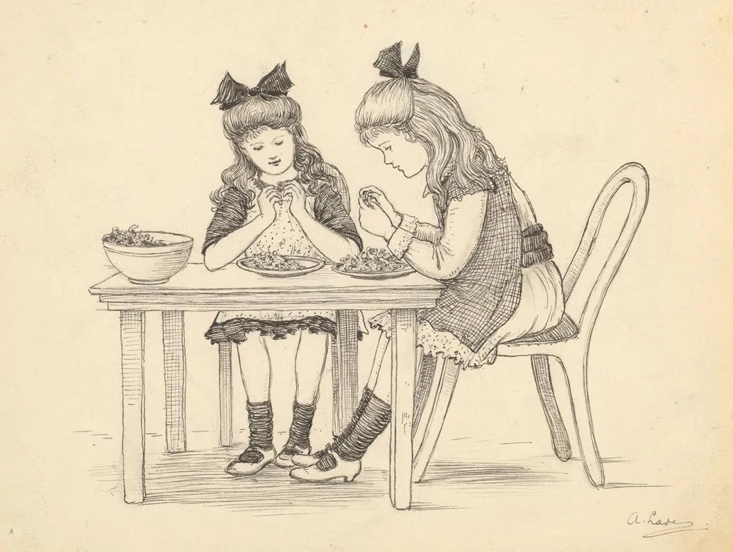 Twee Meisjes Aan Een Tafel