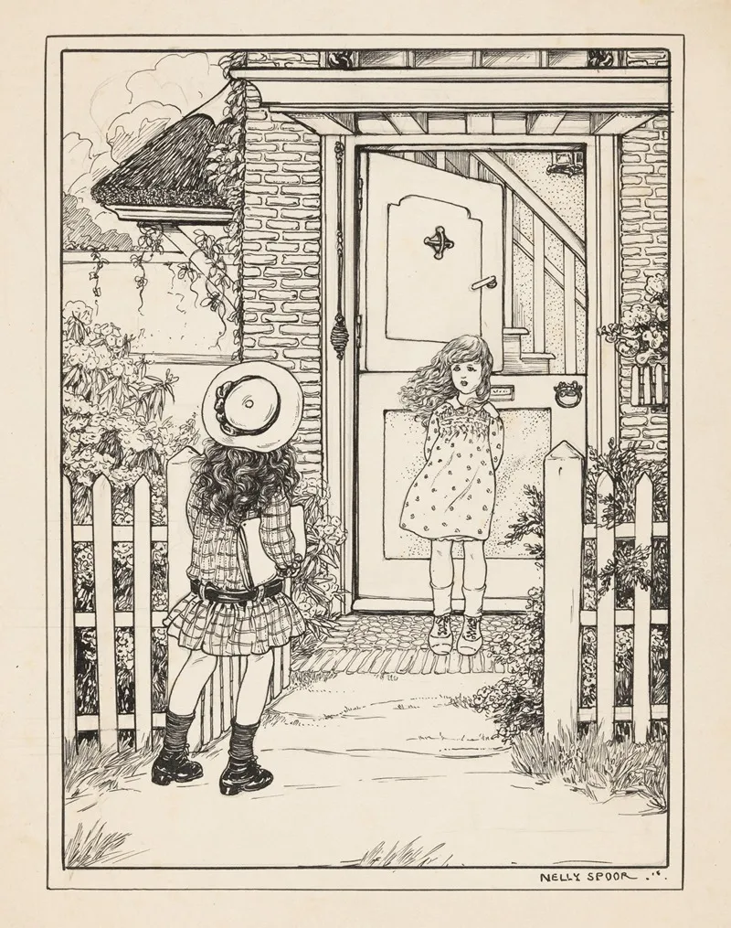 Twee Meisjes Bij Een Voordeur 3