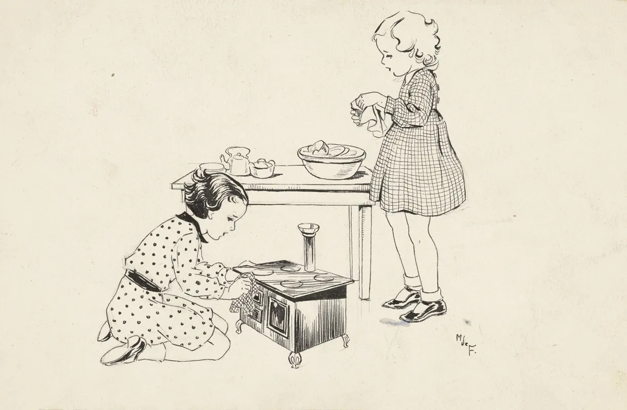Twee Meisjes Spelend Met Een Speelgoedfornuis 2