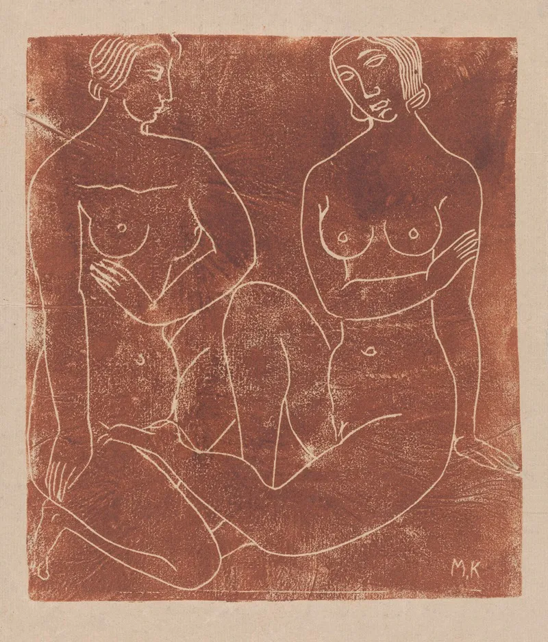 Twee Naakte Zittende Vrouwen Wall Art by Moissej Kogan - High-Resolution Digital Print