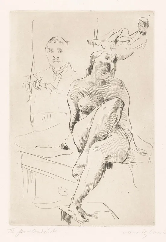 Twee Naakten Met Zelfportret Wall Art by Lovis Corinth - High-Resolution Digital Print