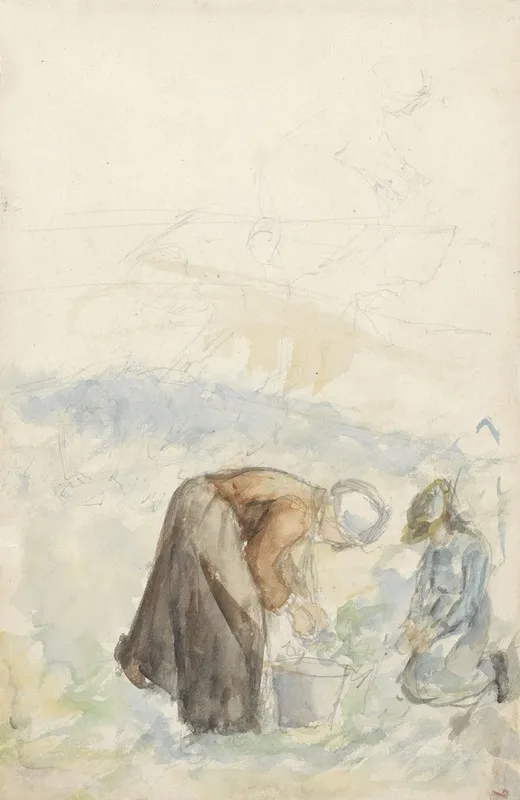 Twee Op Het Land Werkende Vrouwen Wall Art by Jozef Israëls - Canvas Print