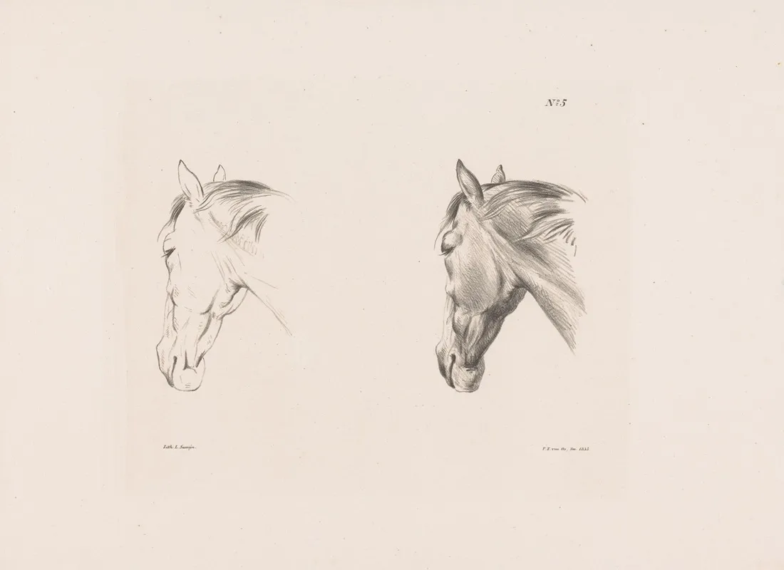 Twee Studies Van Een Paardenhoofd 3 Wall Art by Pieter Frederik van Os - High-Resolution Digital Print